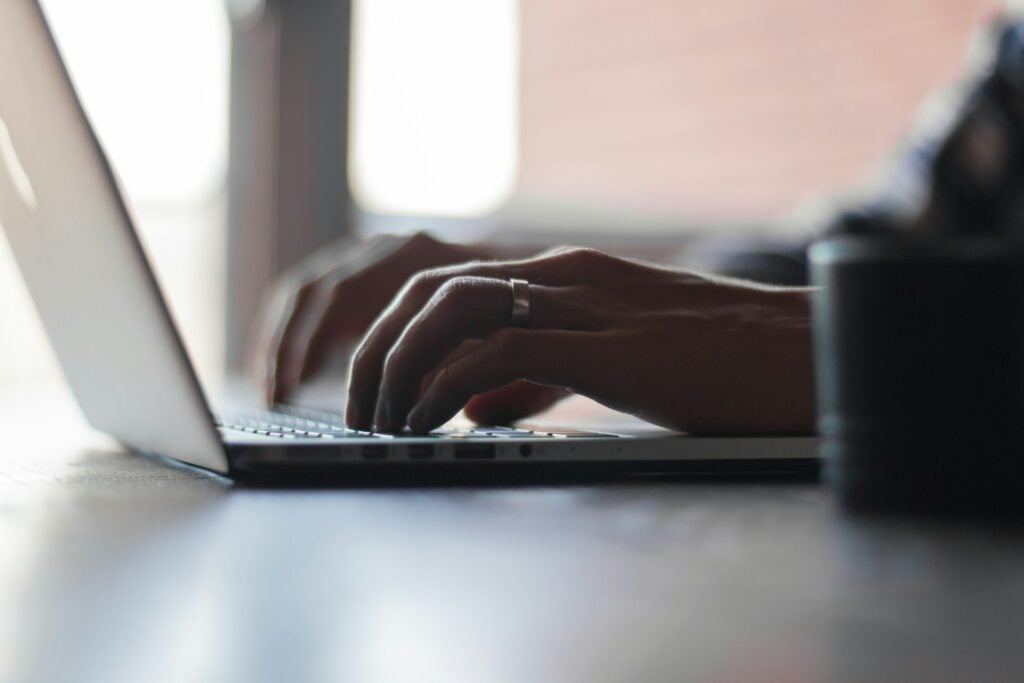 A man using a laptop